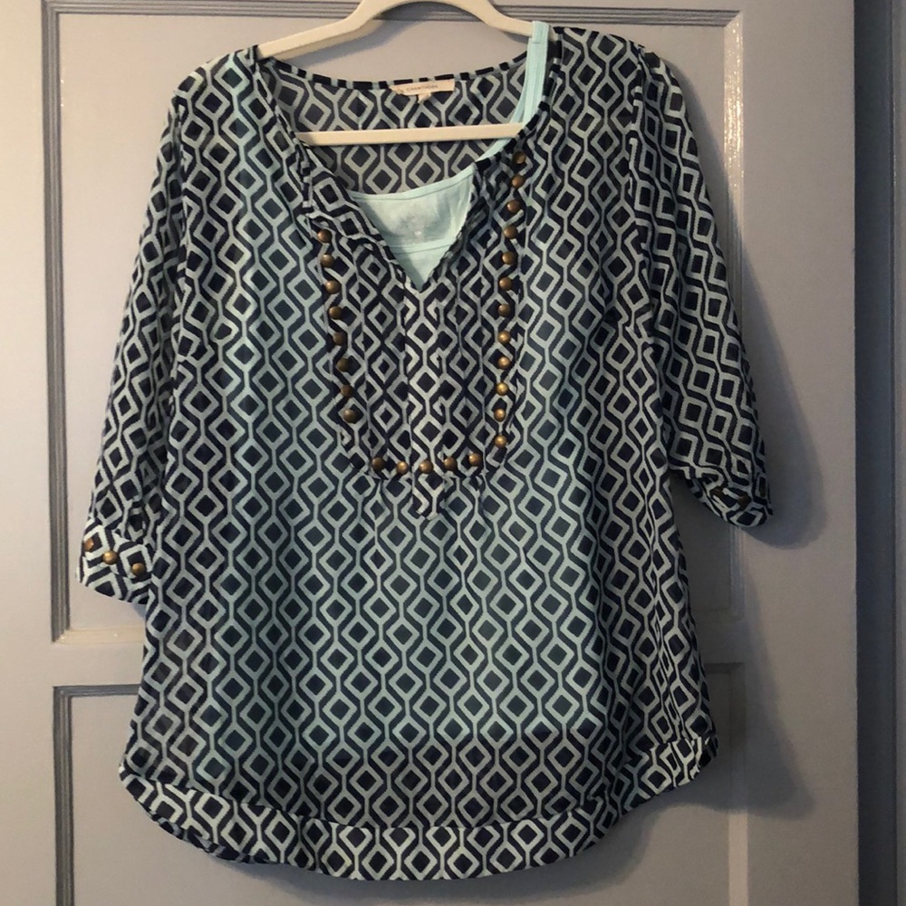 Geometric blue top